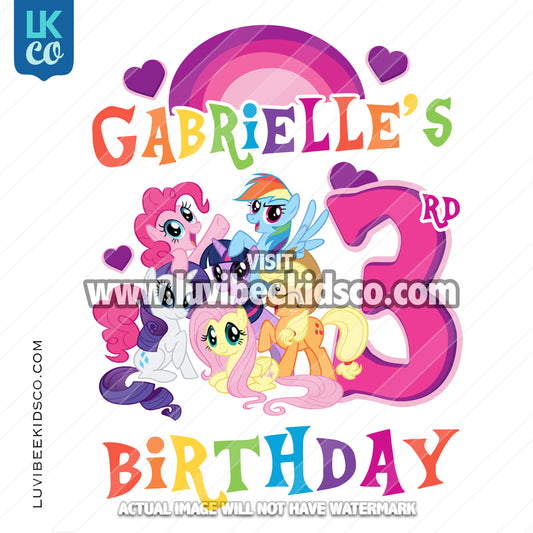 My Little Pony Birthday Shirt Transfer | Rainbow Birthday - LuvibeeKidsCo