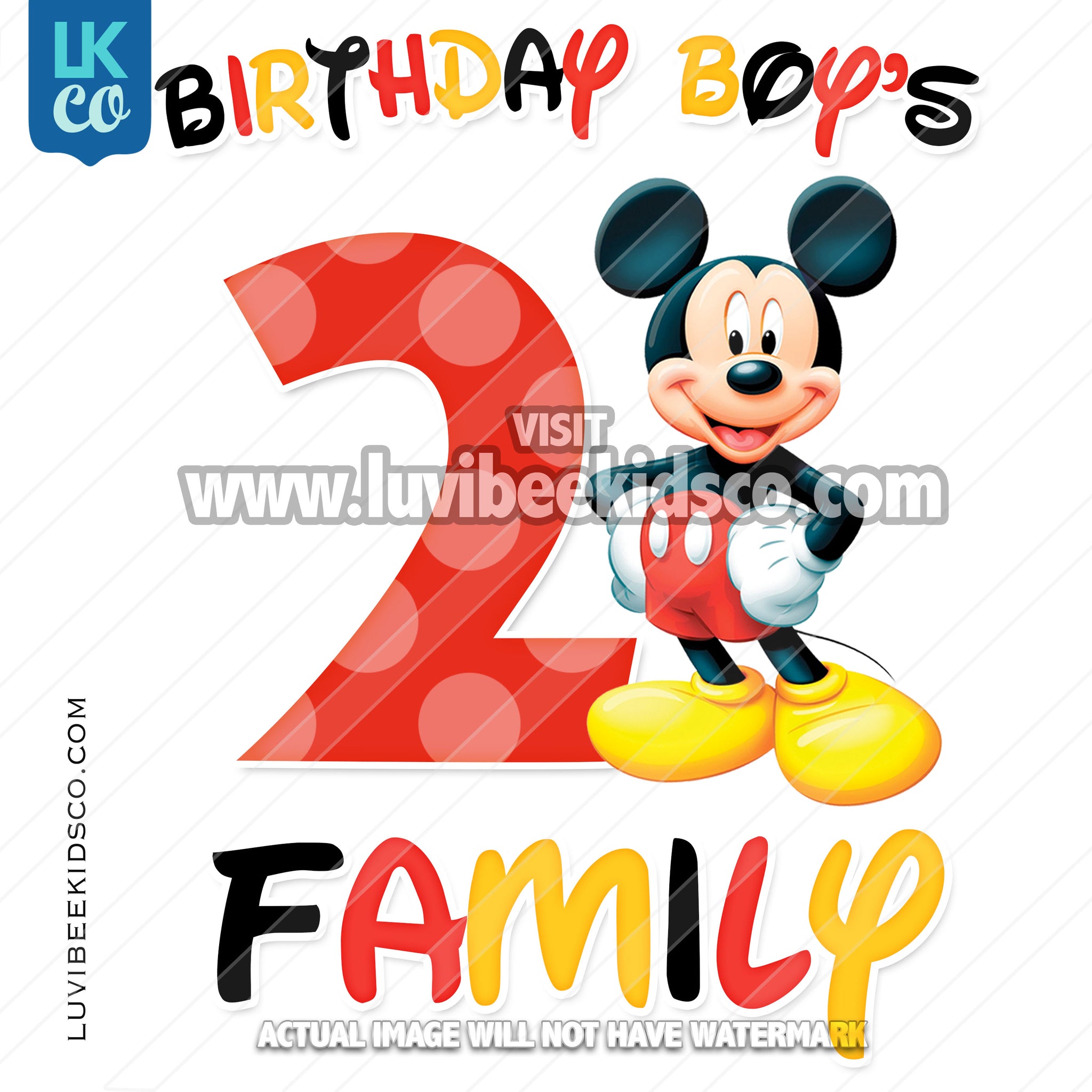 Mickey Mouse Iron On Transfer | Black, Yellow, Red - Add Family Members