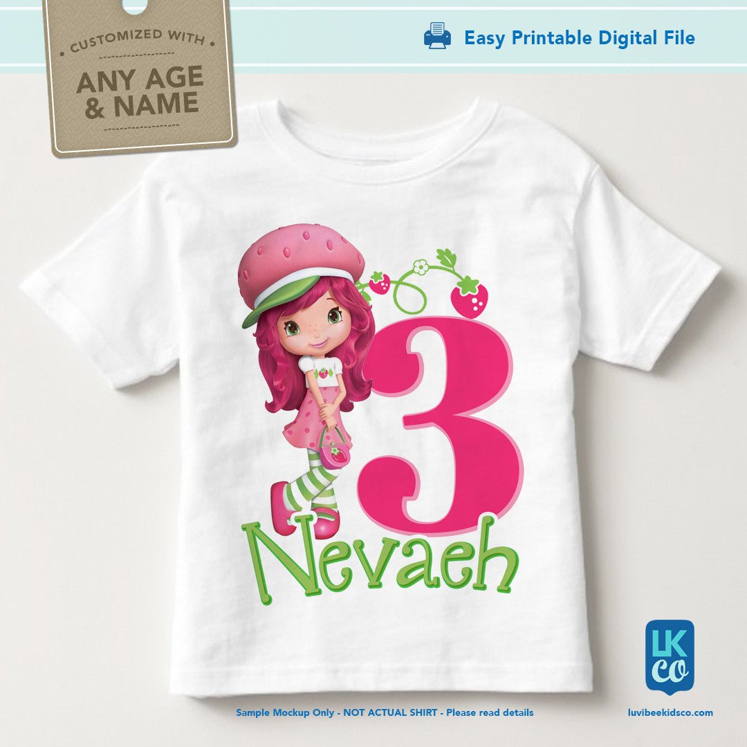 Strawberry Shortcake Iron On Birthday Shirt Transfer Design - LuvibeeKidsCo